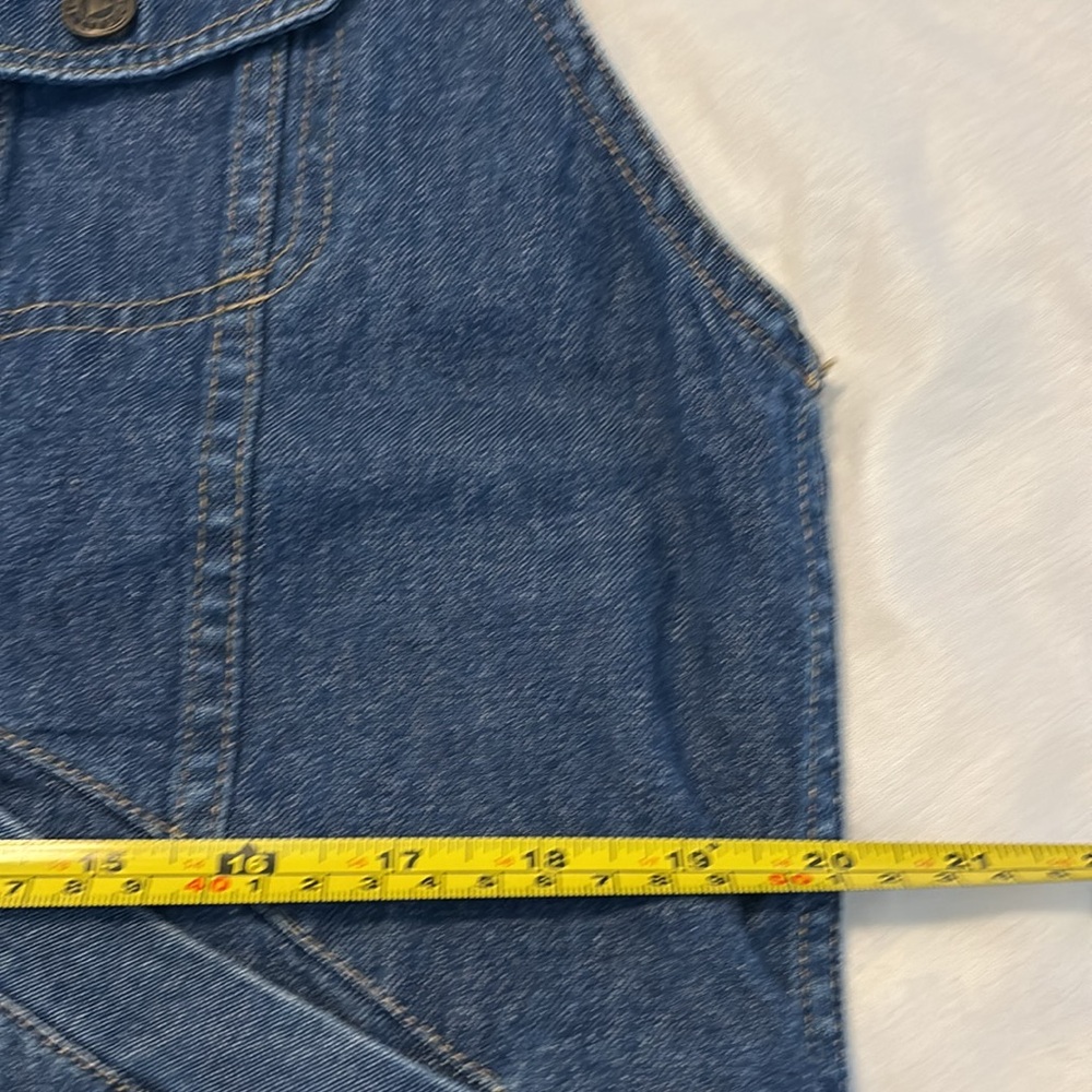 VTG cropped reversible denim jean vest plaid SZ L 100% cotton casual cottagecore - Picture 7 of 12